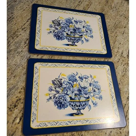 Delftware Past Times Vintage Set of 2 Place Mats England Table Mats - Picture 1 of 8